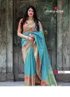 Sky Blue Color Festive Wear Stylish Printed Manjubaa Mahakanta Silk Saree Collection 1608